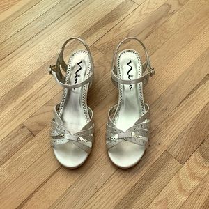 Girls satin heels, size 3